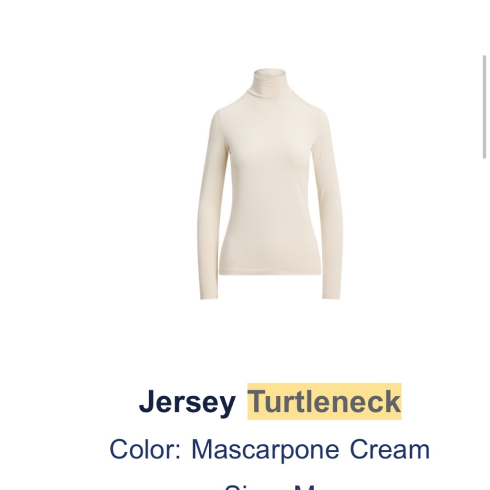 Ralph Lauren Jersey Turtleneck, Mascarpone Cream